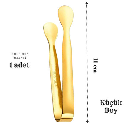 Perlotus 304 Çelik Mini Gold 11 cm Buz ve Şeker Maşası