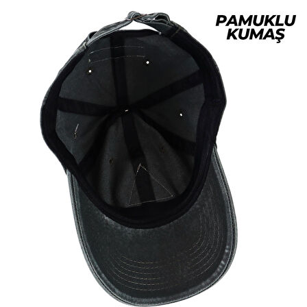 Perlotus Vintage Yıkamalı Pamuk Şapka Dört Yapraklı Yonca Nakışlı Yeşil