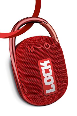 Powerway Lock Kırmızı Taşınabilir Bluetooth Hoparlör Ses Bombası Kilit Özellikli