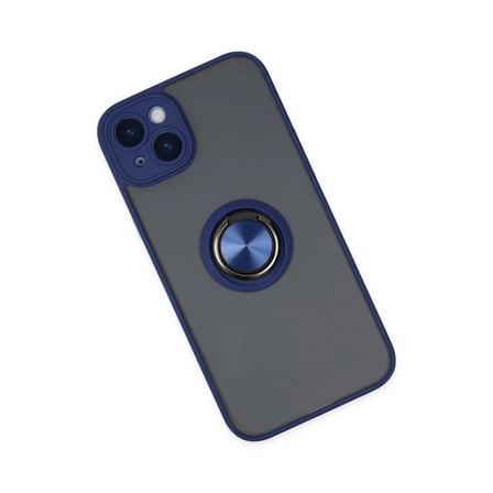 Apple iPhone 14 Kılıf Montreal Yüzüklü Silikon Kapak - Lacivert