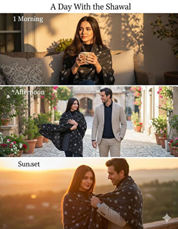 Kar Tanesi Motifli Özel Tasarım Modern Kadın Triko Şal – Yumuşak Dokulu, Hafif ve Şık (170x70 cm)