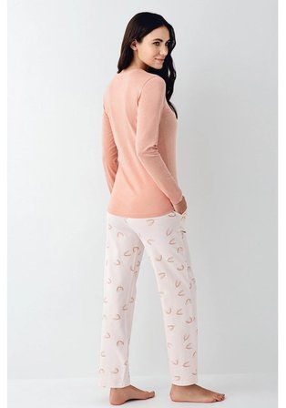 Pierre Cardin Uzun Kol Modal Pamuklu Kadın Pijama Takımı Cepli Pembe S