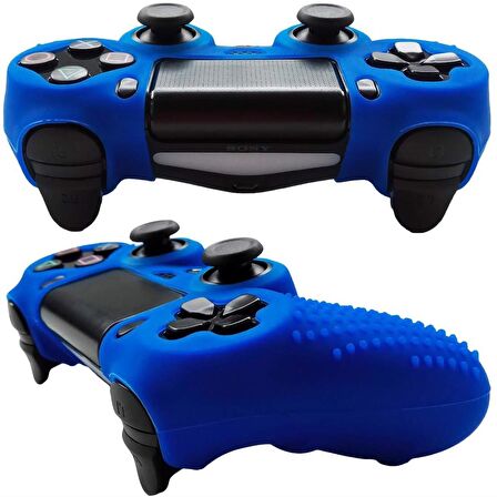 Cosmostech PS4 Controller Joystick Oyun Kolu Gamepad Uyumlu - Silikon Koruyucu Cover Mavi