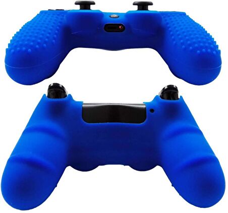 Cosmostech PS4 Controller Joystick Oyun Kolu Gamepad Uyumlu - Silikon Koruyucu Cover Mavi