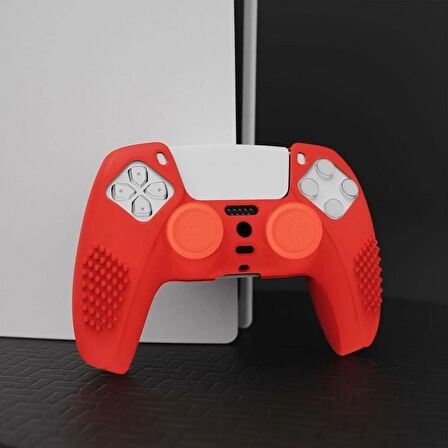 Cosmostech PS4 Controller Joystick Oyun Kolu Gamepad Uyumlu - Silikon Koruyucu Cover Kırmızı