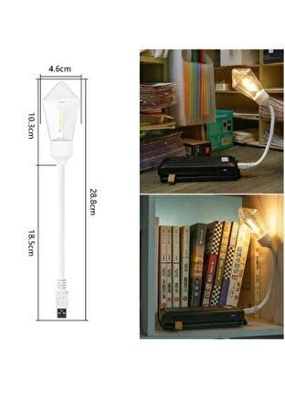 USB Ampul Akrobat Rustik Ledli Masa Lambası-Kitap Okuma Işığı Ev,Ofis,Yurt İçin Gün Işığı Aydınlatma