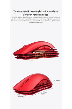 M259 Alüminyum Magnezyum Alaşımlı Oyuncu Mouse, Pixart PAW3395 Optik Sensör, 26000 DPI 2.4Ghz / USBC