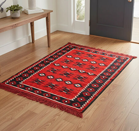 Etnik Motifli Otantik Dekoratif Kilim Desenli Halı (80cmx125cm) M1