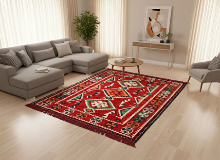 Etnik Motifli Otantik Dekoratif Kilim Desenli Halı (120cmx180cm) M4