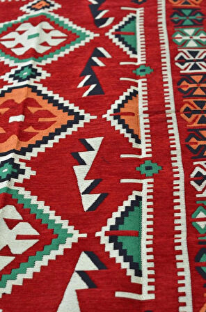 Etnik Motifli Otantik Dekoratif Kilim Desenli Halı (120cmx180cm) M4