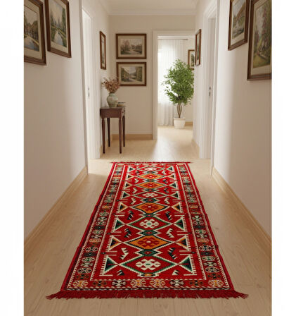 Etnik Motifli Otantik Dekoratif Kilim Desenli Halı (80cmx300cm) M4
