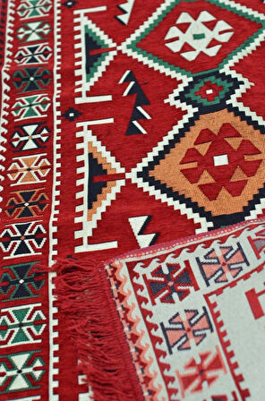 Etnik Motifli Otantik Dekoratif Kilim Desenli Halı (80cmx300cm) M4
