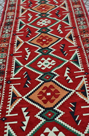 Etnik Motifli Otantik Dekoratif Kilim Desenli Halı (80cmx300cm) M4