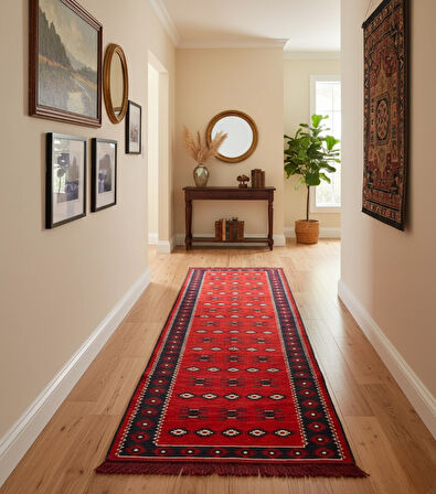 Etnik Motifli Otantik Dekoratif Kilim Desenli Halı (80cmx300cm) M1