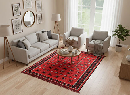 Etnik Motifli Otantik Dekoratif Kilim Desenli Halı (120cmx180cm) M1