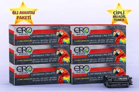 Canon CRG-070 Çipli Muadil Toner - 3000 Sayfalık - 6'lı Avantaj Paket