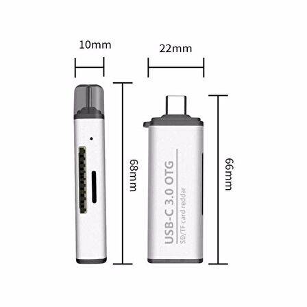 Type C MicroSd- Sd Kart Okuyucu 1* Usb 3.0 Çoklayıcı