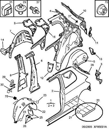 OEM Peugeot 307 Coupe 3P Arka Sol Çamurluk Çitası Siyah (8547.N2)