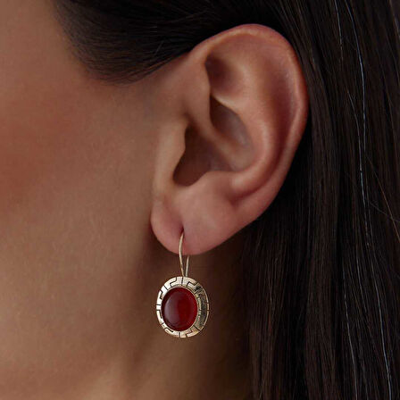 Akik Taşlı Greek  Küpe