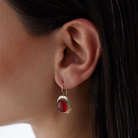 Akik Taşlı Greek  Küpe