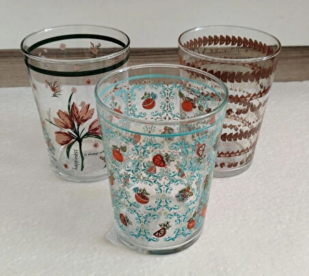 Rak le Dekorlu Cam Meşrubat,Su Bardağı 510 cc - 3'Lü Set