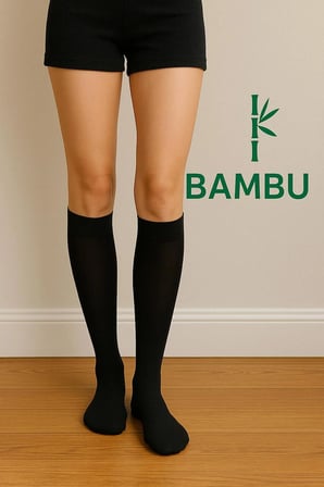 Siyah Natural Bambu Yumuşak Doğal Dizaltı Pantolon Çorap - Bamboo Siyah Çorabı