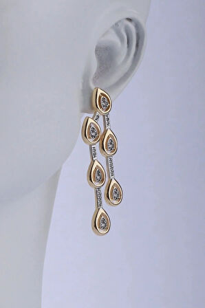 Zirkon Taşlı Damla Küpe