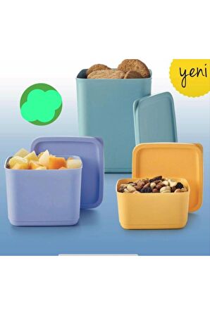 Tupperware KUBİK KARE SAKLAMA KABI 3 LÜ Renkli