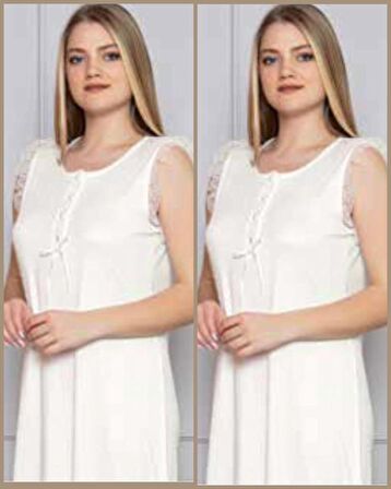 LİMİSSİ 313 Ecru Hamile Lohusa Dantelli Gecelik