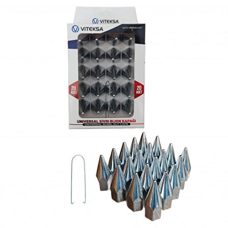 Bijon Kapağı Sivri 19mm Krom 20li Set