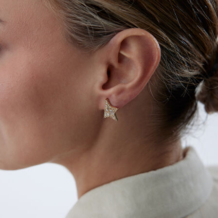 White Half Star Küpe