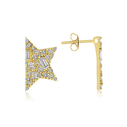 White Half Star Küpe