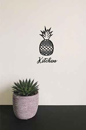 Ananas Duvar Dekoru + Kitchen Yazısı Duvar Süsü Ananas Tablosu
