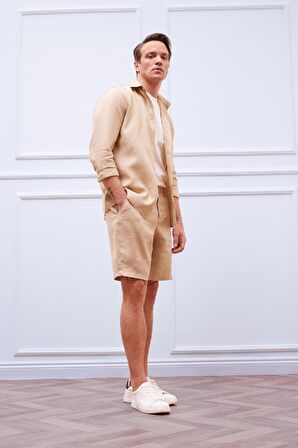 DeFacto %100 Keten Regular Fit Yazlık Bermuda Şort D9931AX25SMBG732