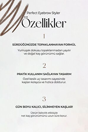 Uzun Süre Kalıcı Asansörlü Kaş Kalemi  Perfect Eyebrow Styler (Dark Brown)