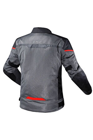 Riva Siyah Gri Kırmızı Fileli Motorcu Montu (Black Grey Red)