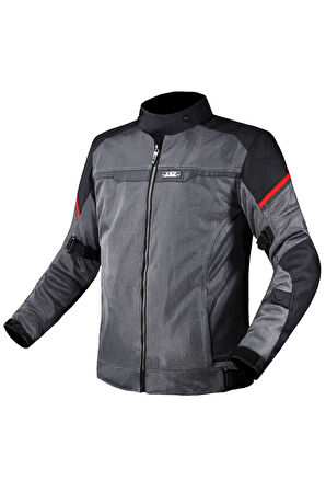 Riva Siyah Gri Kırmızı Fileli Motorcu Montu (Black Grey Red)