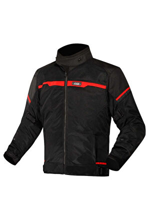 Riva Siyah Kırmızı Fileli Motorcu Montu (Black Red)
