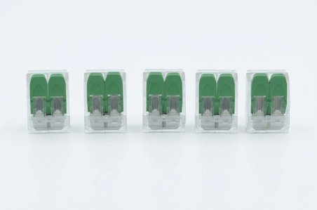 Kilitlemeli Elektrik Klemensi 5 Adet 2 Kanallı Yeşil Mandallı Pratik Geçmeli Kablo Konnektörü