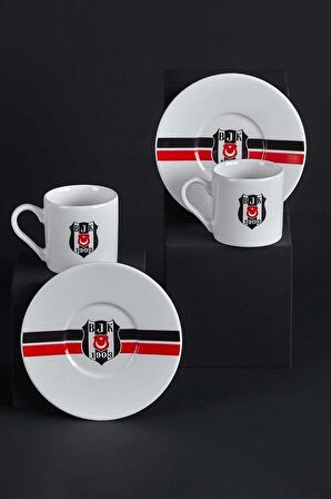 LİSANSLI BEŞİKTAŞ 2 KİŞİLİK PORSELEN YEMEK TAKIMI VE  FİNCAN TAKIMI SETİ 