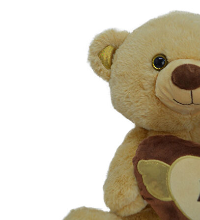 Girist Orta Boy Peluş 40 cm Kalpli Kahverengi Sevimli Oyuncak Ayıcık