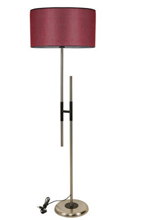 FELİX MAT KROM LAMBADER SİLİNDİR HASIR BORDO ABAJURLU