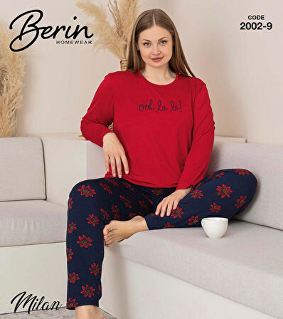 Berin Kadın Battal Viskon Milan Kumaş Mevsimlik Uzun Kol Pijama Takımı 2002