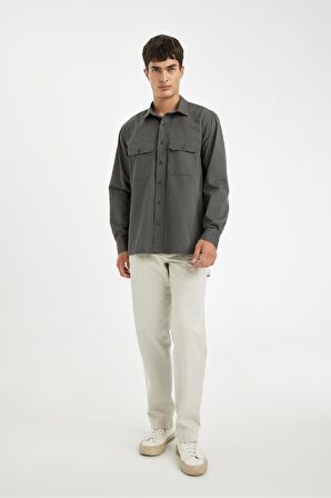DeFacto Regular Fit Basic Düz Pamuklu Uzun Kollu Gömlek D1060AX24AUGR164