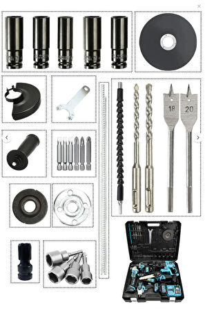 388VF Kömürsüz Brushless 6'lı Set 4 Akülü Somun Sökme-Taşlama-Darbeli Vidalama-Dal Budama & Makas