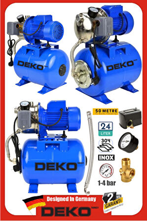 1.5HP Özel Paslanmaz Jet Motorlu Su Motoru + 24Lt Tanklı Hidrofor Seti 4Kat 4Daire Full Bakır Sargı