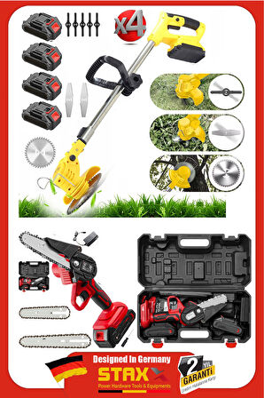 US21 Wolt 4x Akülü Süper Şarjlı Ağaç Dal Kesme Budama Testeresi Ot Çayır Çim Biçme Kesme Makinesi