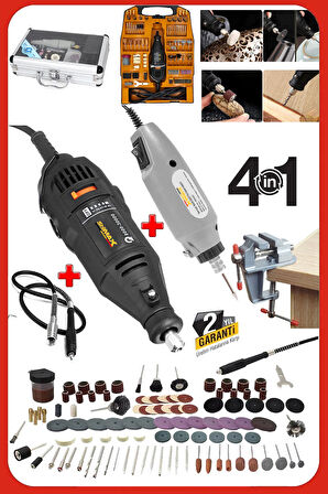 Italy Super362 362 Parça 500W Devir Ayarlı Çift Adet Gravür Oyma Makinesi Dremel Taşlama Zımpara Set