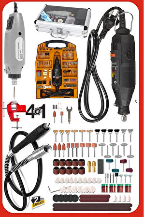 Muhteşem İkili 12V Gravur + Devir Ayarlı 500W Gravür Seti Bol Aksesuarları Hobi Oyma Taşlama Set