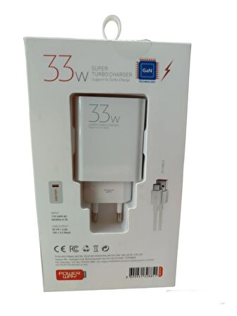 Powerway Gan 33W Super Turbo Şarj Type C Şarj Aleti